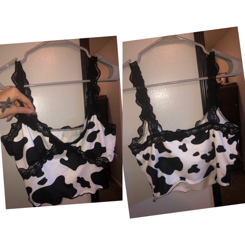 Cow print crop top.
